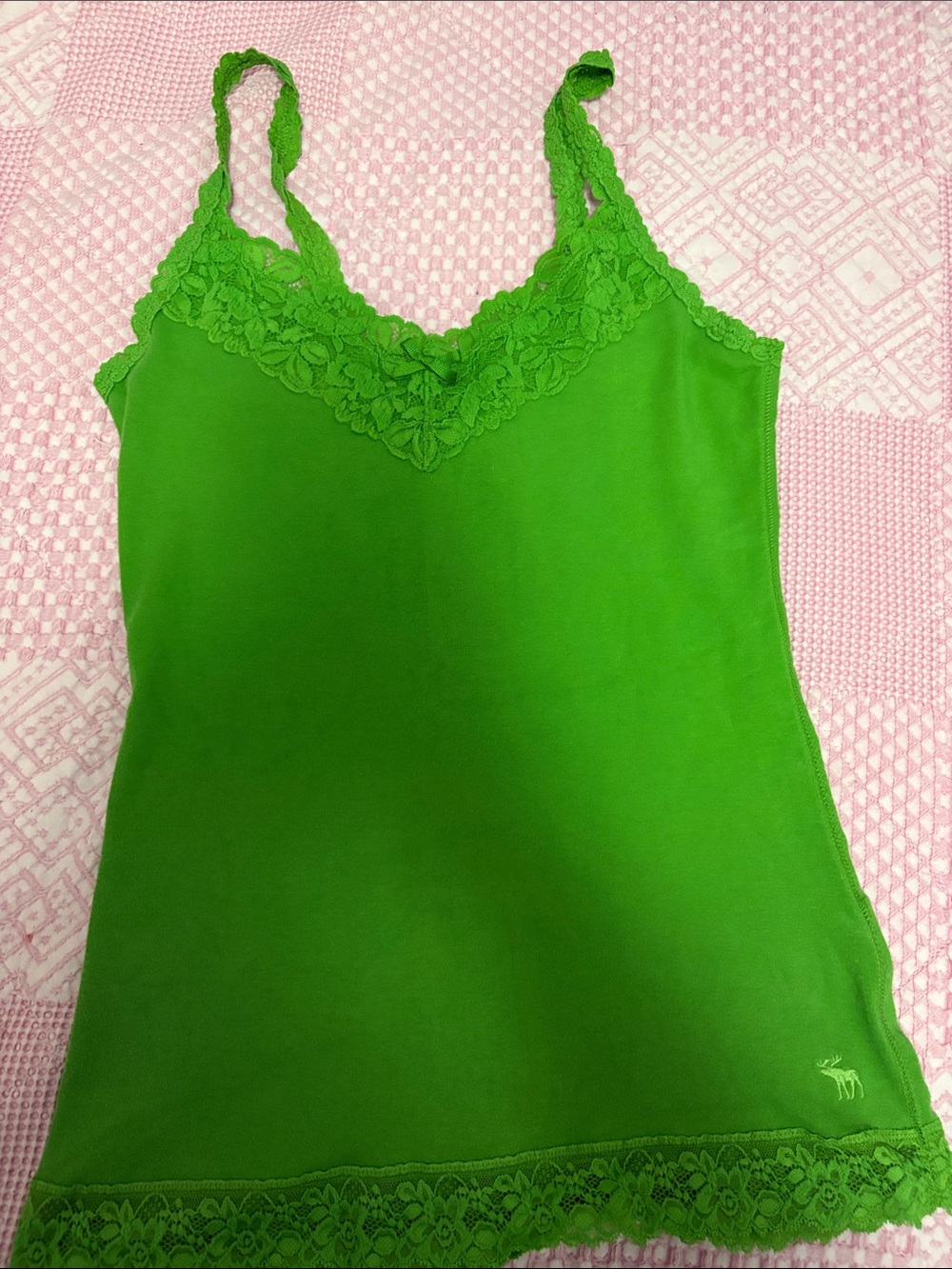 Abercrombie & Fitch Bright Green Lace-Trim Camisole